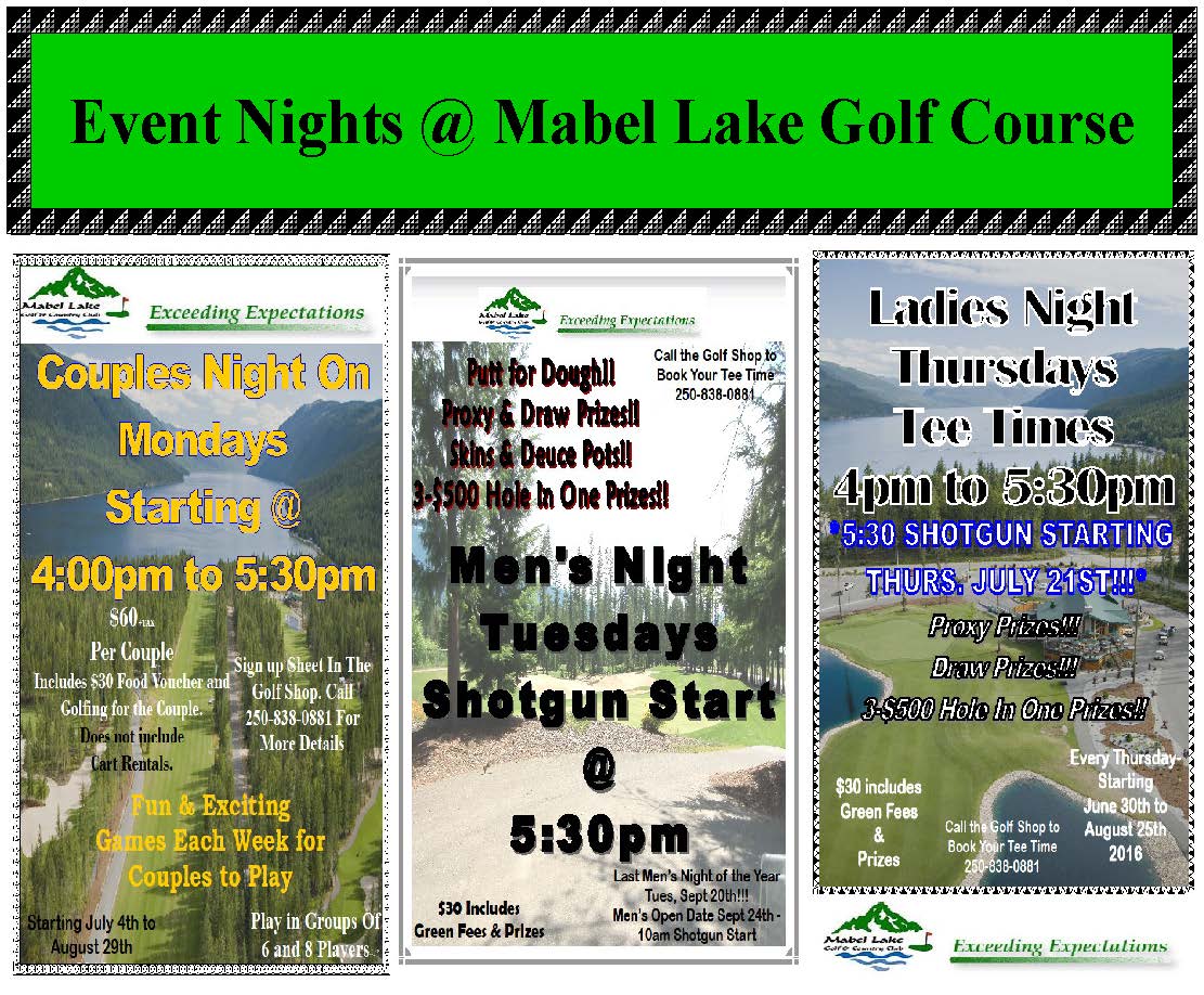 GOLF NIGHTS AT MABEL LAKE RESORT