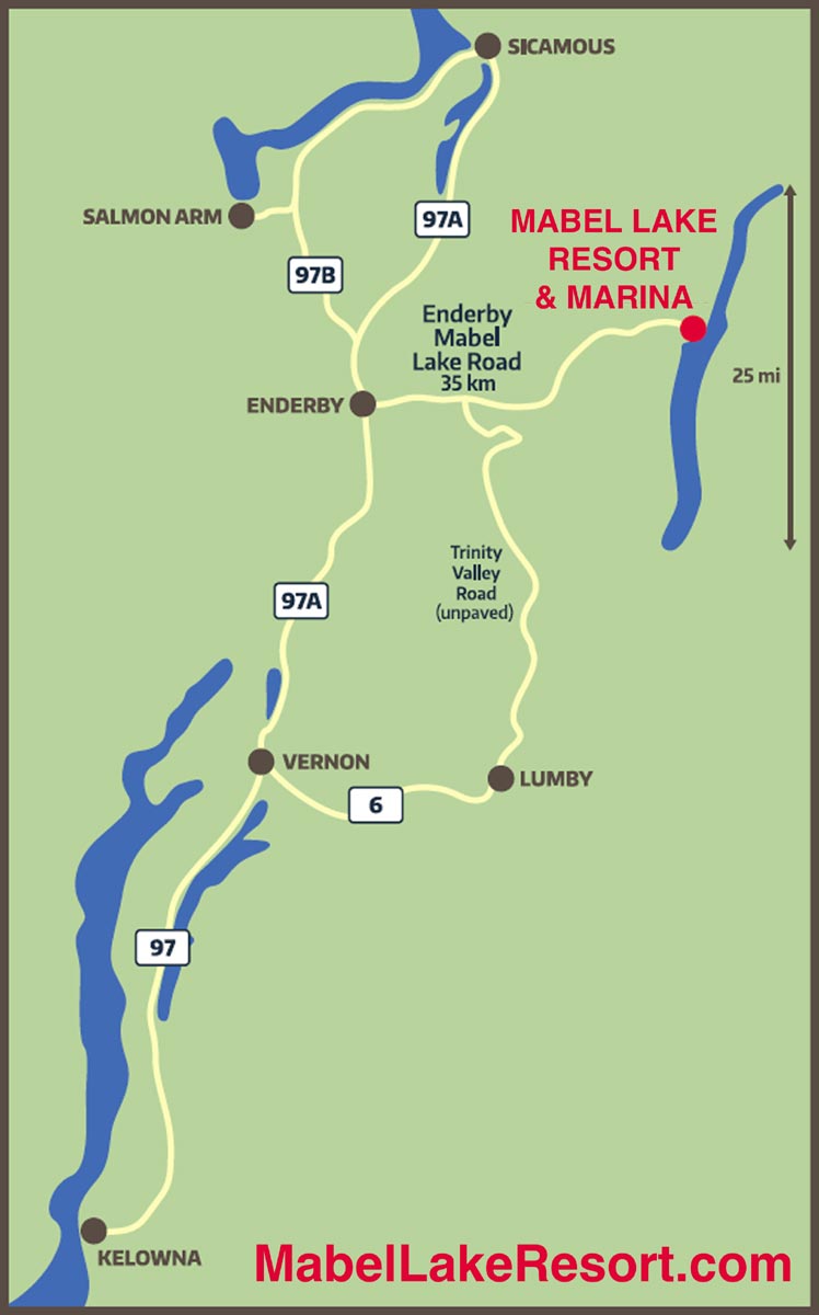 Mabel Lake directions map 2019